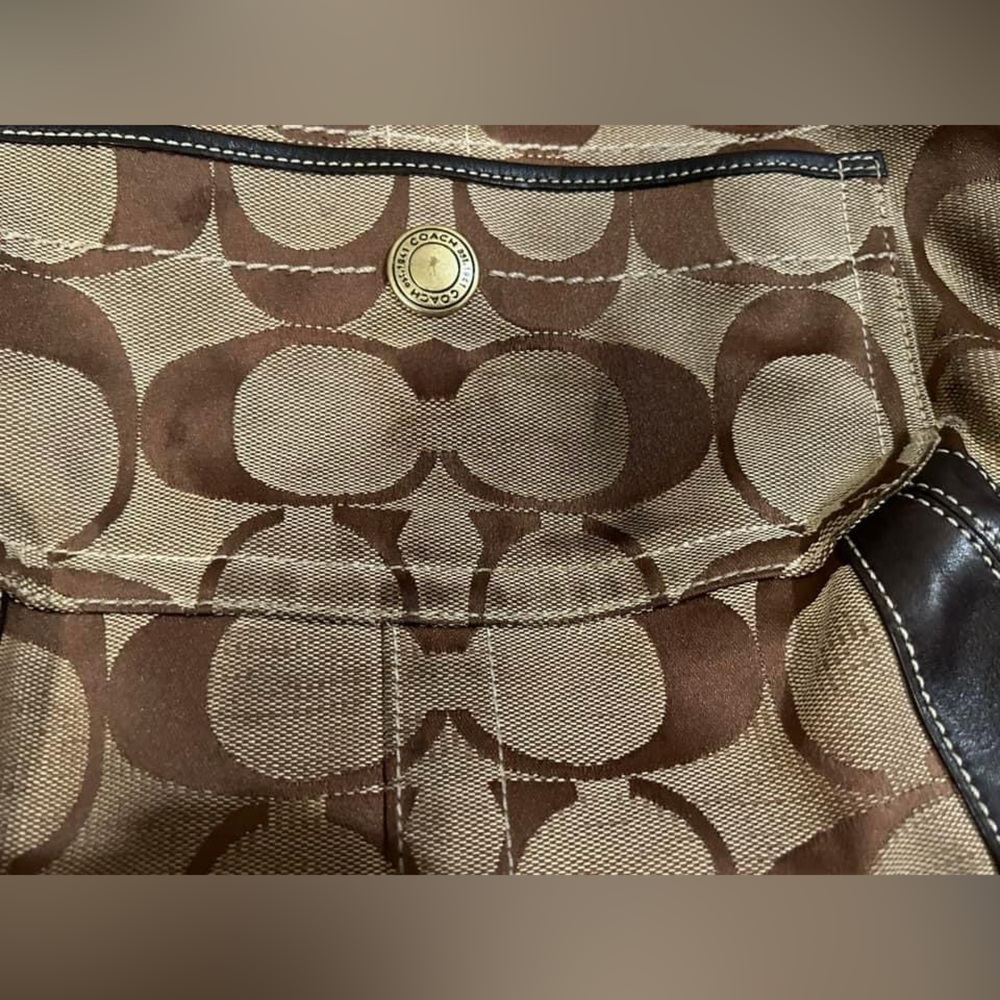 Coach, brown canvas purse. - Picture 3 of 7